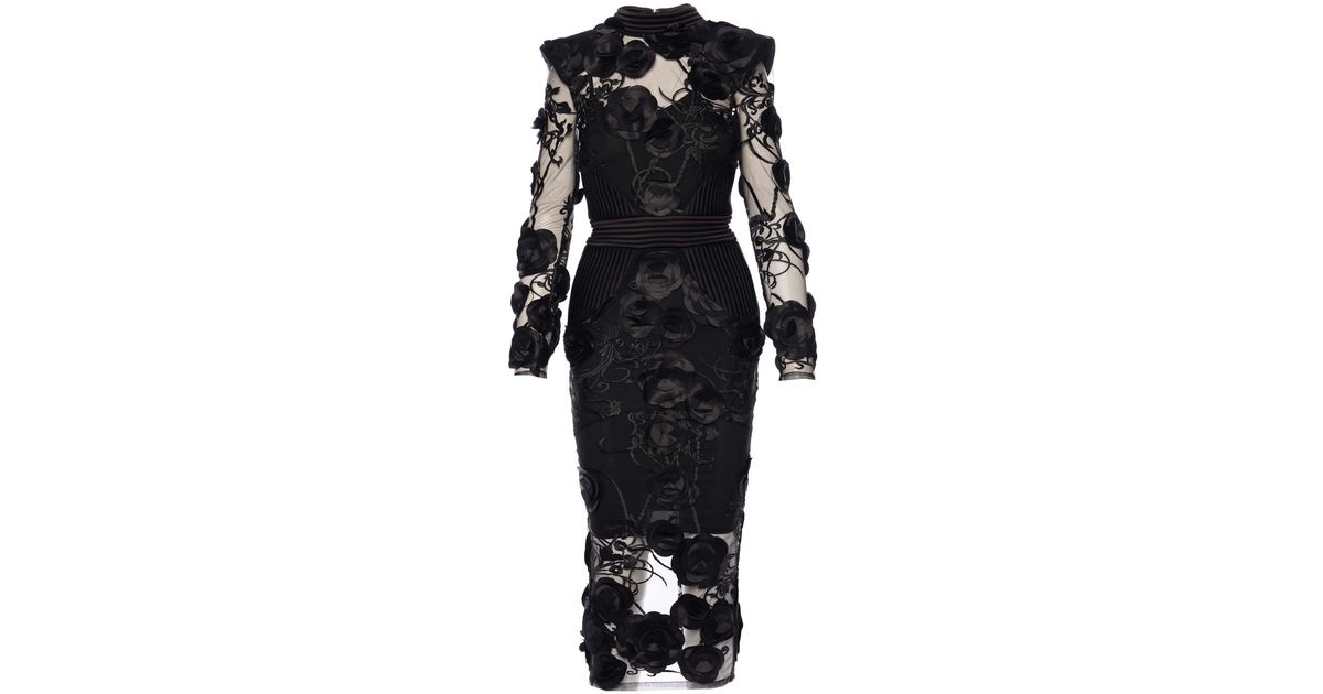 Zhivago Synthetic Vendetta Floral Embellished Midi Dress in Black | Lyst