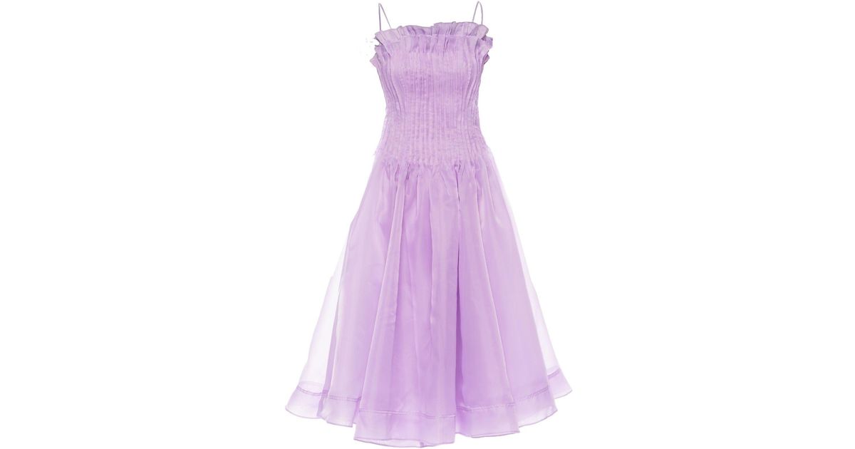Aje. Horizon Pintucked Midi Dress in Purple | Lyst