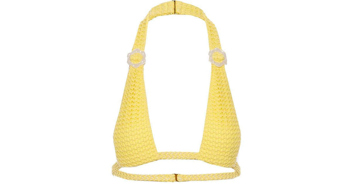 Montce Swim Lani Flower Bikini Top in Yellow | Lyst