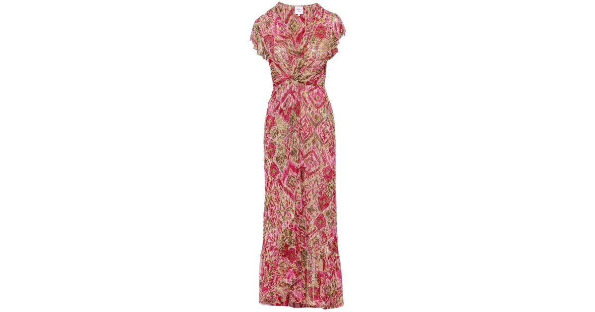 MISA Los Angles Avaline Summer Ikat Floral Maxi Dress in Red | Lyst
