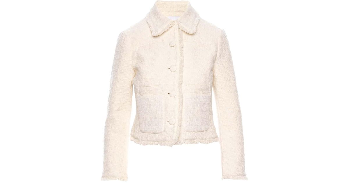 Proenza Schouler Tweed Cropped Jacket in White | Lyst