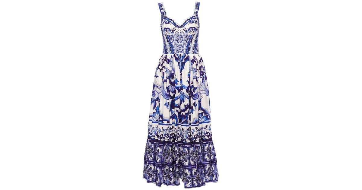Dolce & Gabbana Blue Mediterraneo Floral Maxi Dress | Lyst UK