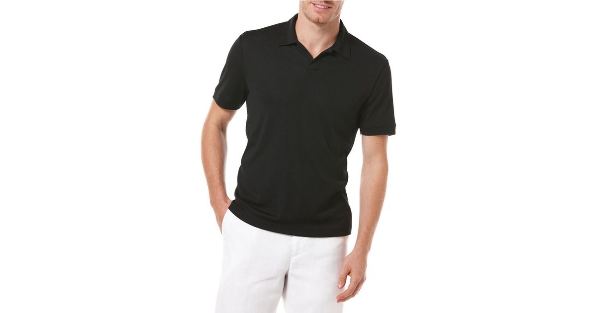 Perry Ellis Cotton Open Collar Knit Polo Shirt in Black for Men - Lyst