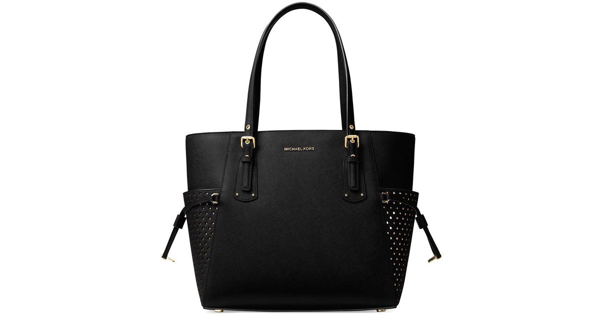 Lyst Michael Kors Voyager Signature Leather Tote In Black
