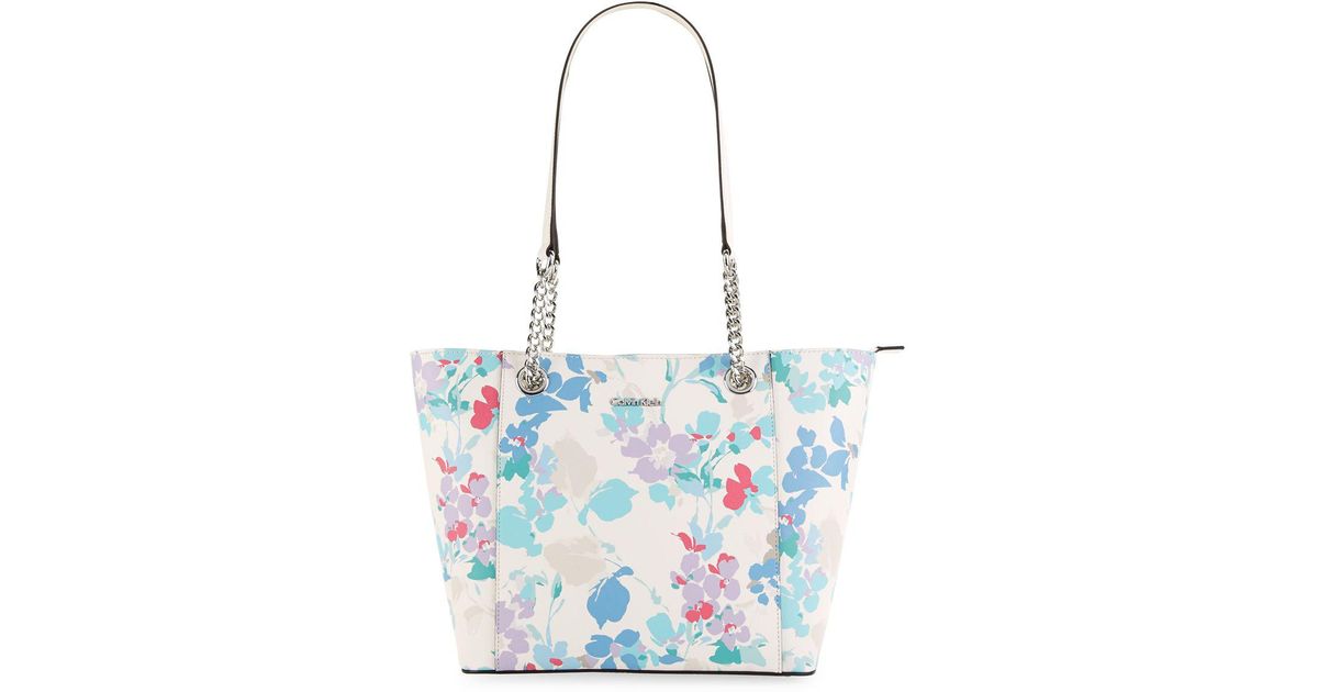 calvin klein floral tote bag