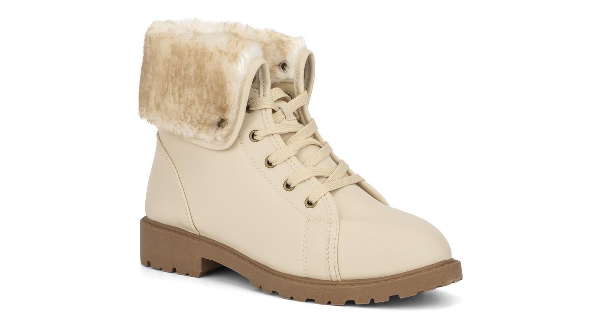 Olivia Miller Ana Faur Fur Combat Boot in Natural | Lyst