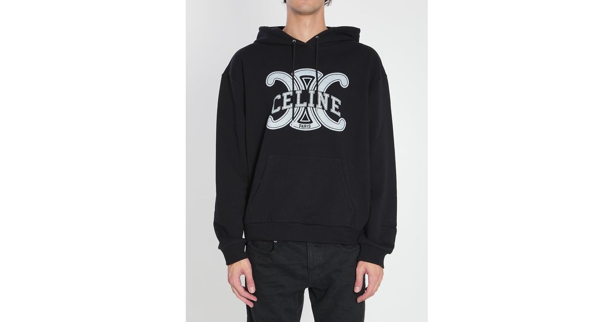Celine Triomphe Hoodie in Black for Men | Lyst