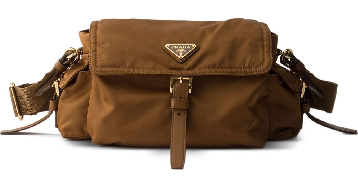 Prada Explore Medium Re-Nylon Shoulder Bag in Brown | Lyst