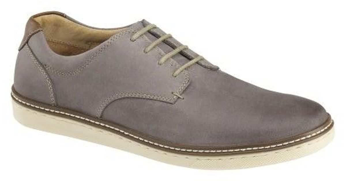 Johnston & Murphy Leather Mcguffey Plain Toe Sneakers - Wide in Grey ...