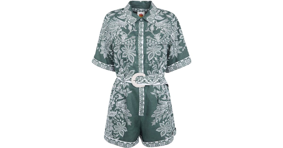 FARM Rio Short Sleeve Romper in Blue | Lyst
