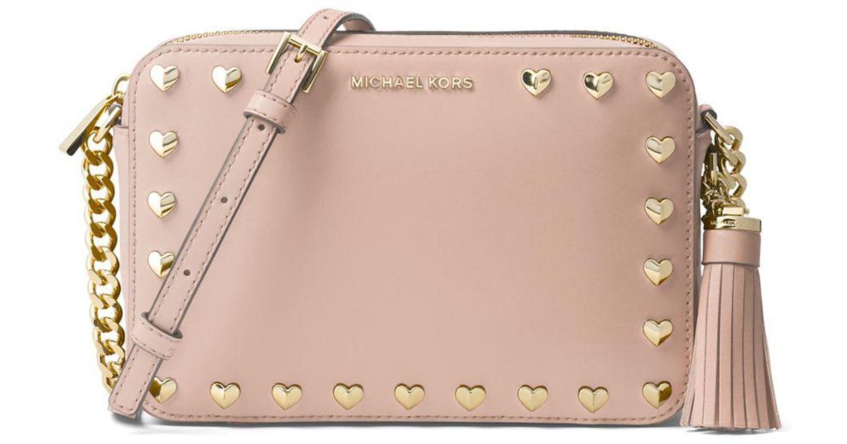 Lyst Michael Kors Ginny Md Leather Camera Bag In Pink