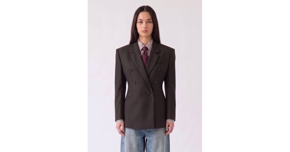 Frankie Shop Prince Of Wales Check Jade Blazer in Black | Lyst