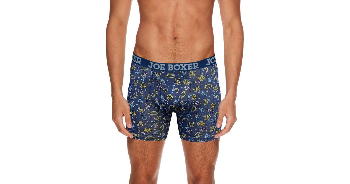 Joe Boxer Neon Lights Cotton Stretch Boxer Briefs 4-pack in Blue for ...