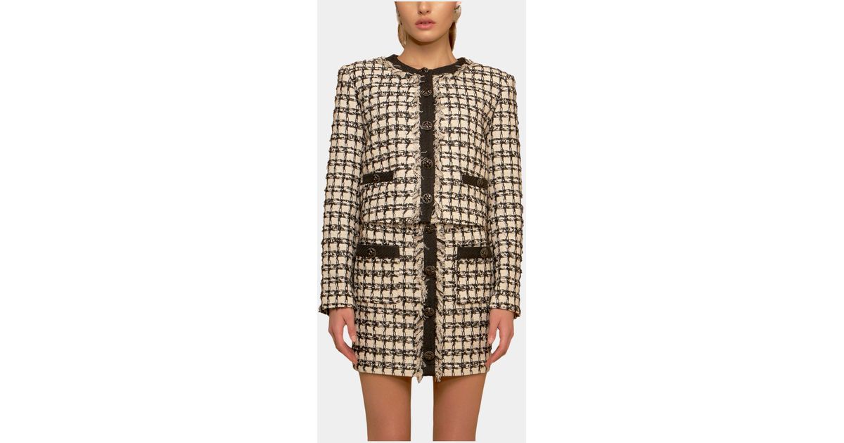 Endless Rose Cropped Tweed Jacket With Fringe in Natural | Lyst