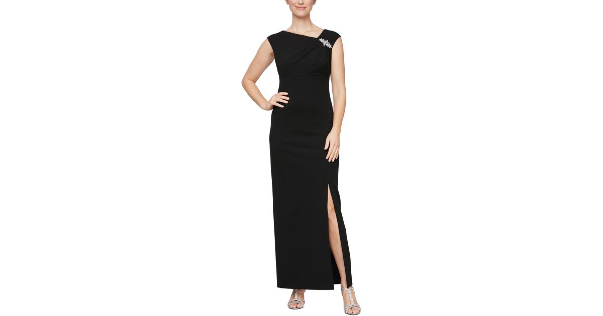 Sl Fashions Sleeveless L-shape Neck Column Long Dress in Black | Lyst