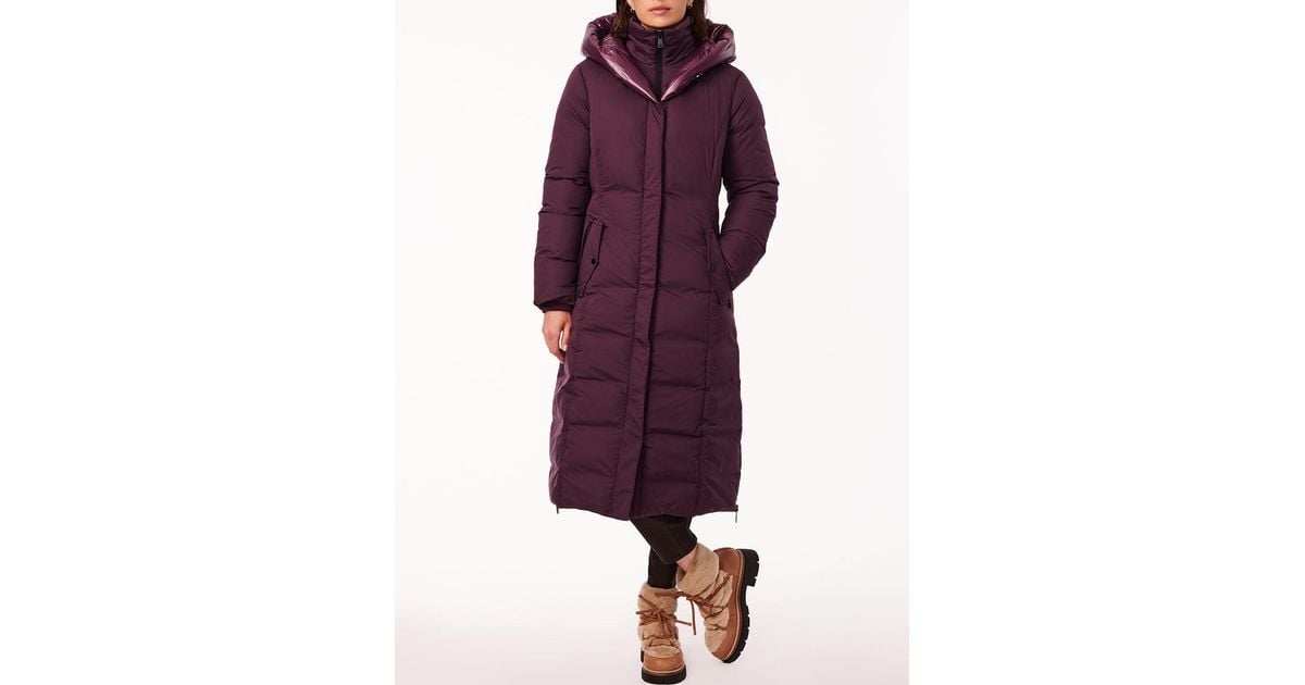 Bernardo Contrast Hood Long Puffer Coat in Purple Lyst