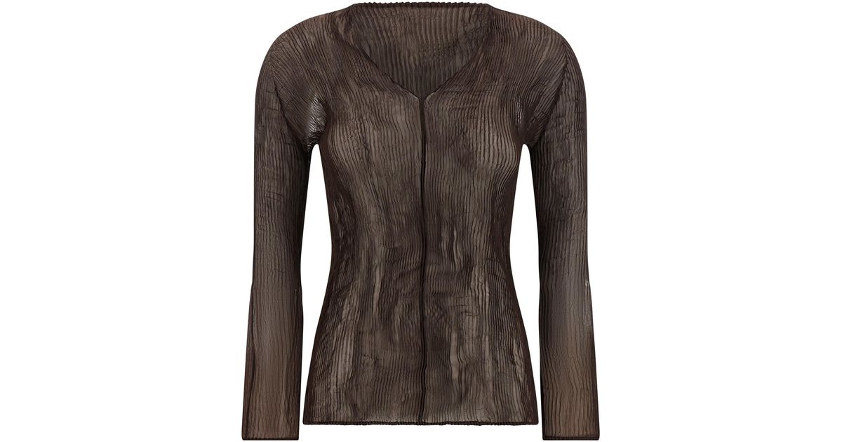 Issey Miyake 'Chiffon Twist 1' Top in Brown | Lyst
