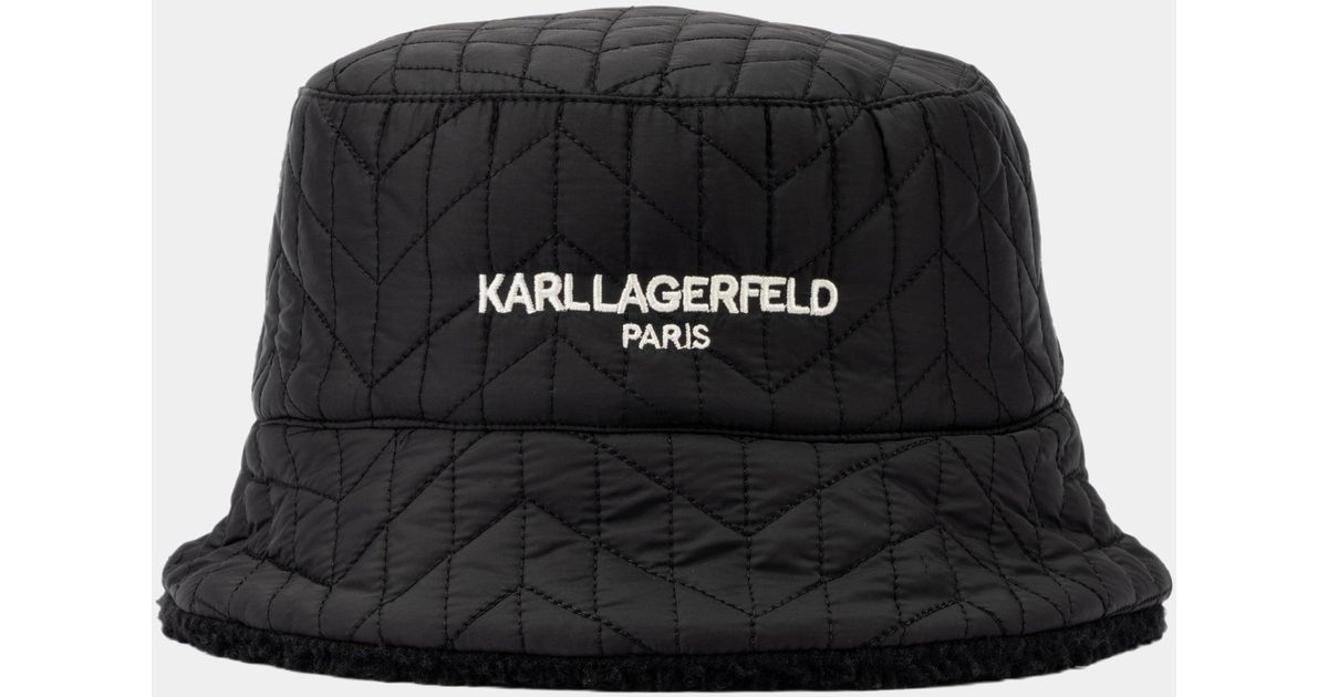 Karl Lagerfeld Quilted Bucket Hat in Black Lyst