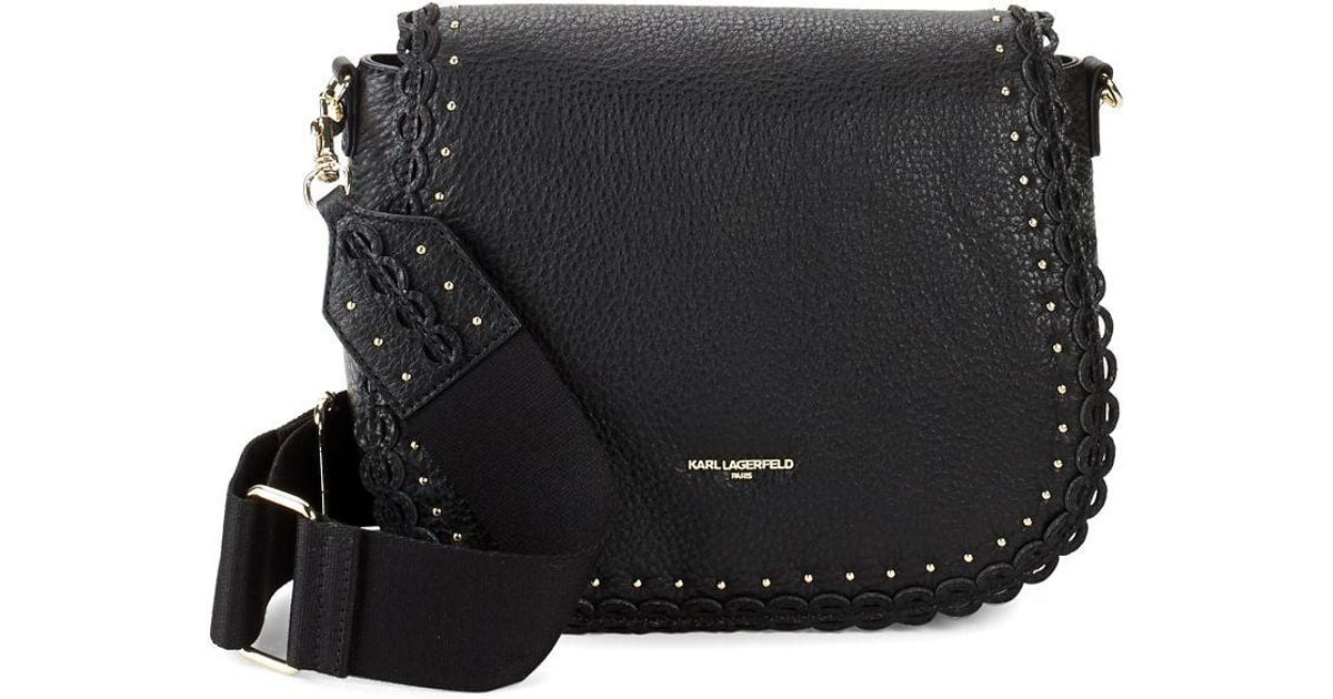 Karl Lagerfeld Kleo Leather Saddle Crossbody Bag in Black Lyst