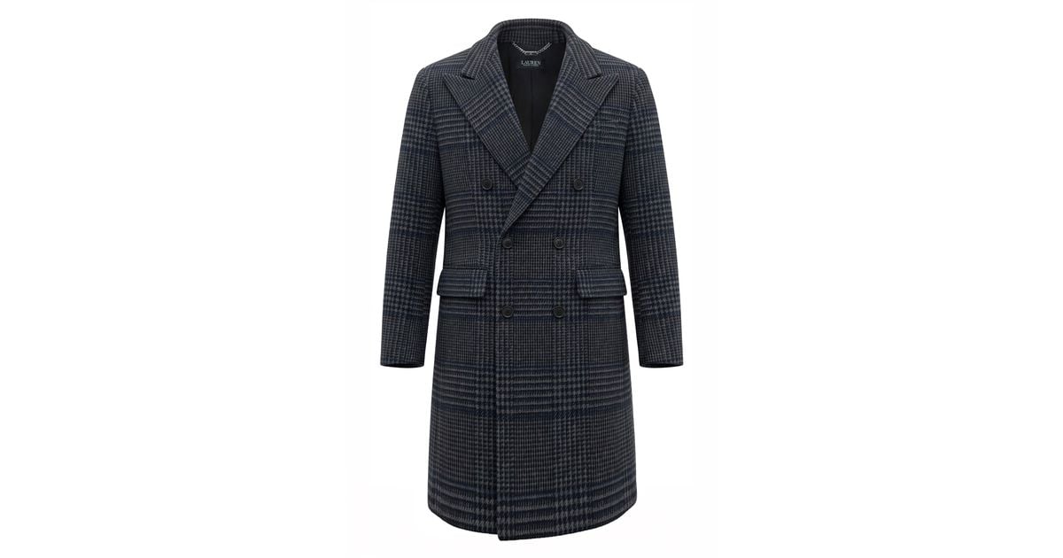 Ralph Lauren Double-Breasted Coat in Blue for Men | Lyst