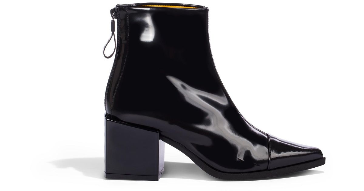 Loriblu Lrbl Logo Print-heel Black Leather Ankle Boots - Lyst