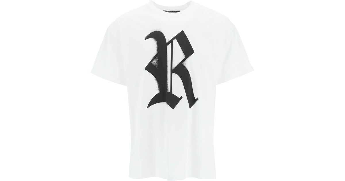 Raf Simons Logo Print T-shirt in White for Men | Lyst