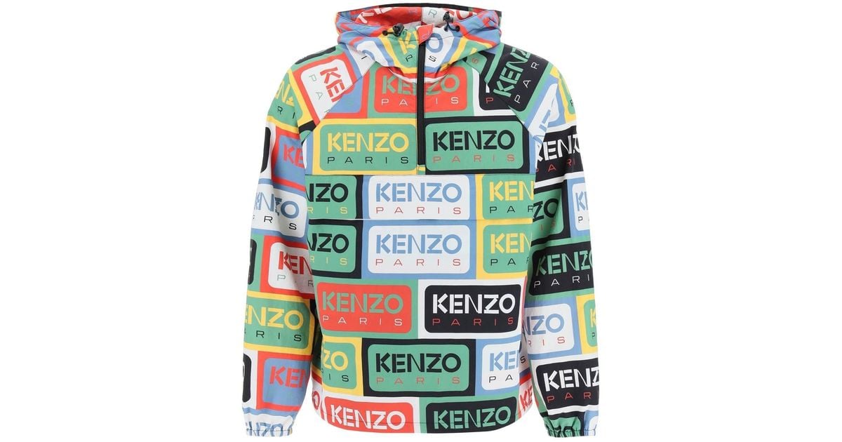 KENZO Anorak Featuring All Over Multicolor ' Labels' Pattern Multicolor ...