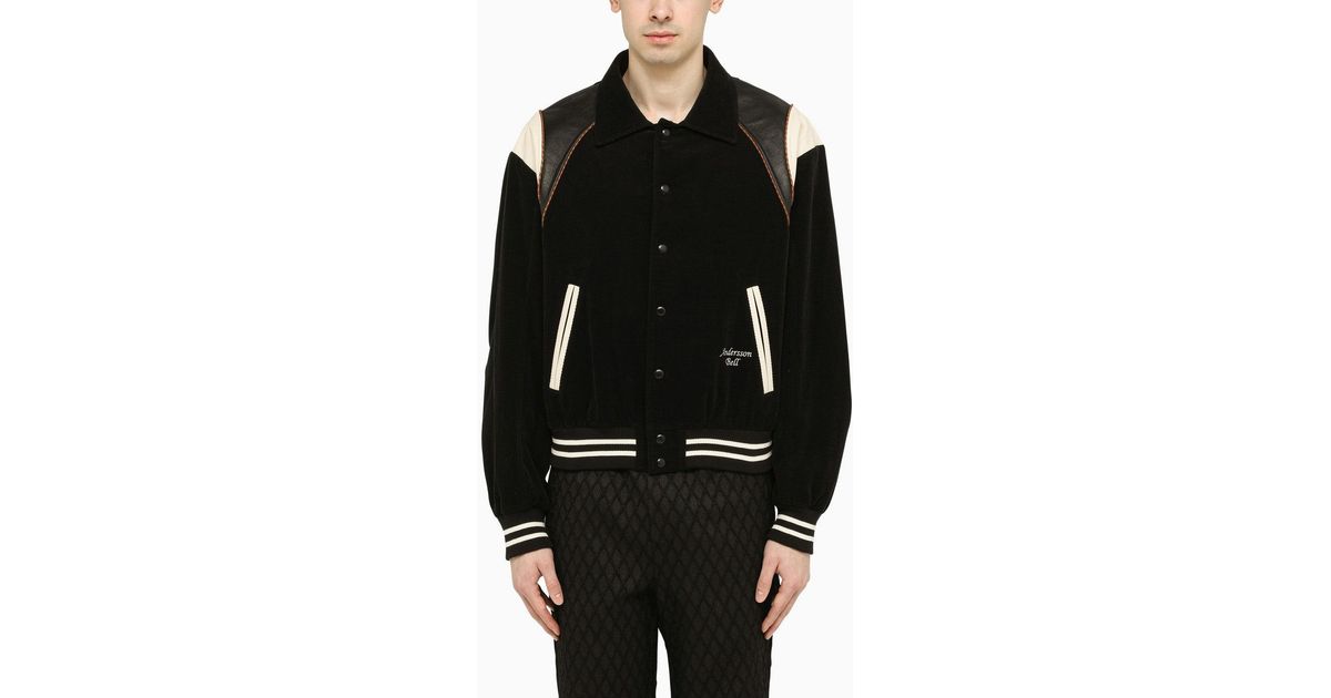 ANDERSSON BELL Black Cotton And Leather Bomber Jacket for Men | Lyst