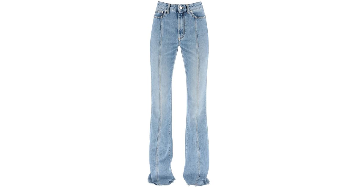 Alessandra Rich Flared Jeans With Back Logo Embroidery in Blue