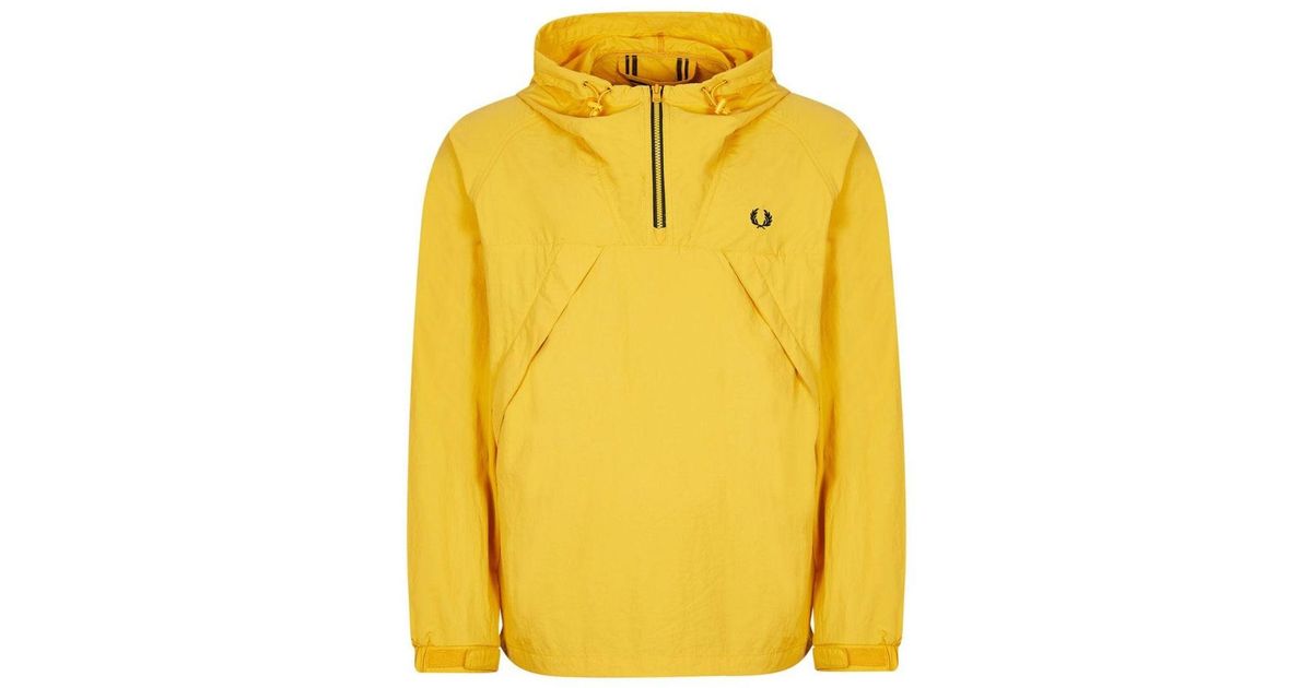 Fred Perry J2563 480 Gold Hooded Half Zip Shell Jacket in Yellow for ...