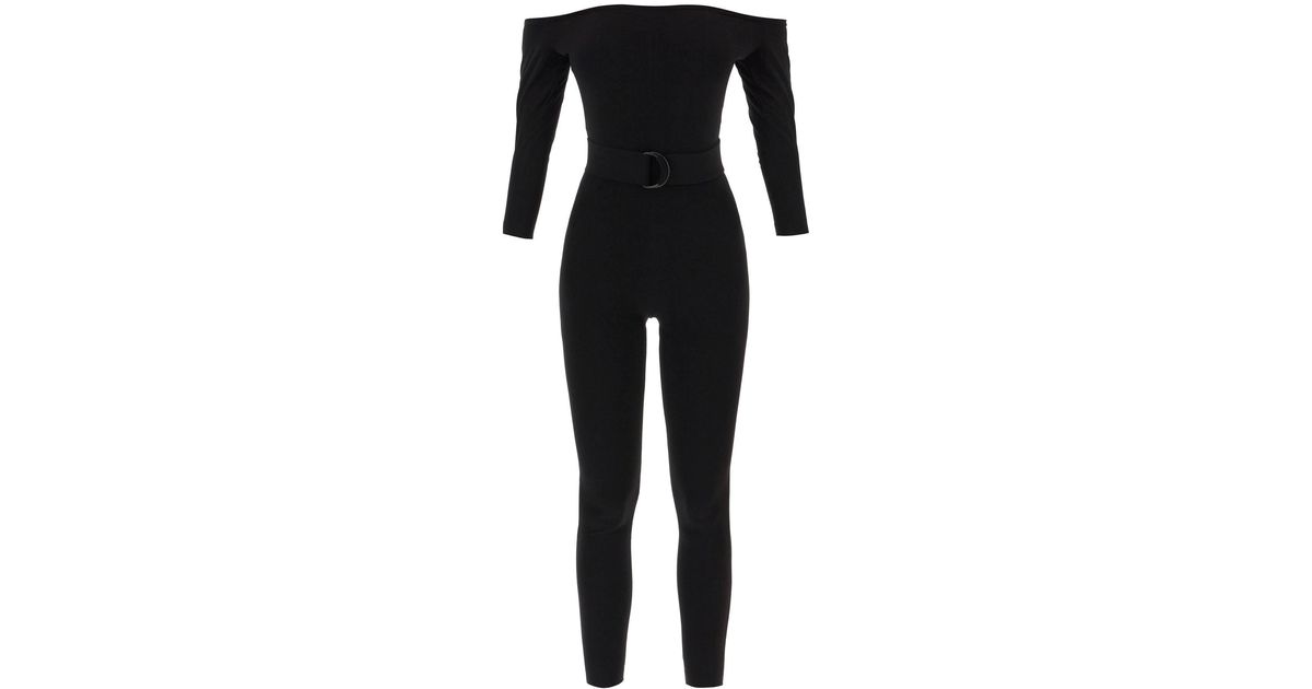 Norma Kamali Catsuit With Additional Belt in Black | Lyst UK
