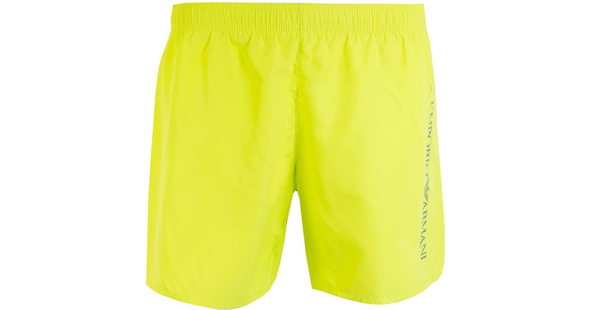 Emporio Armani Fluo Swim Shorts in Yellow for Men | Lyst