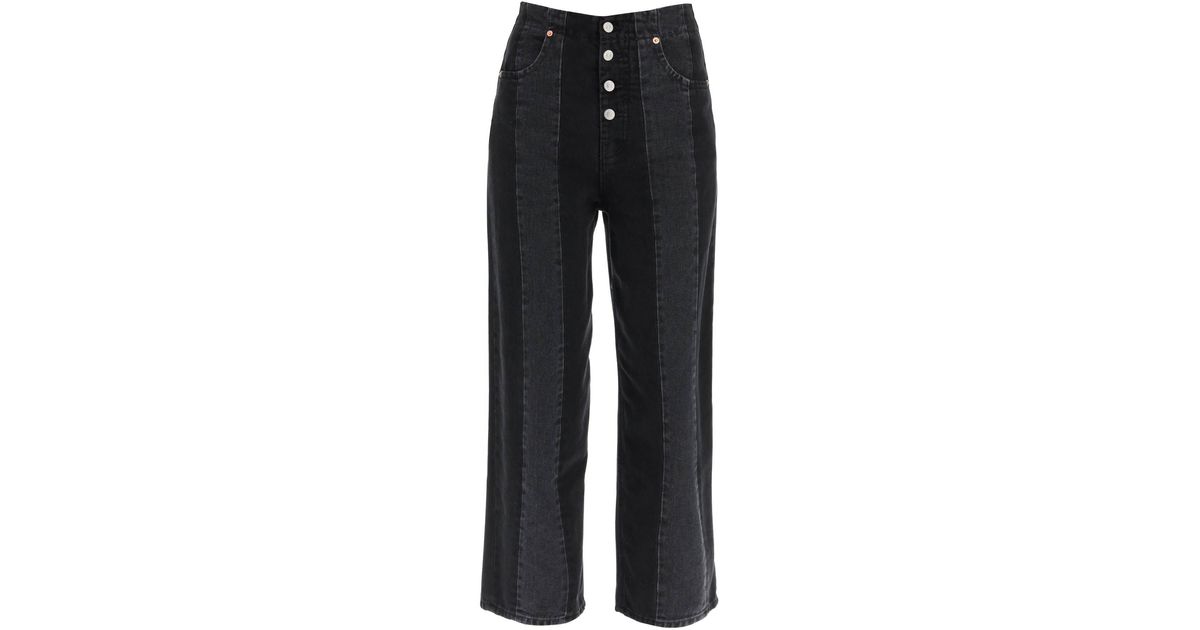 MM6 by Maison Martin Margiela Wide Leg Jeans With Inserts in Black | Lyst