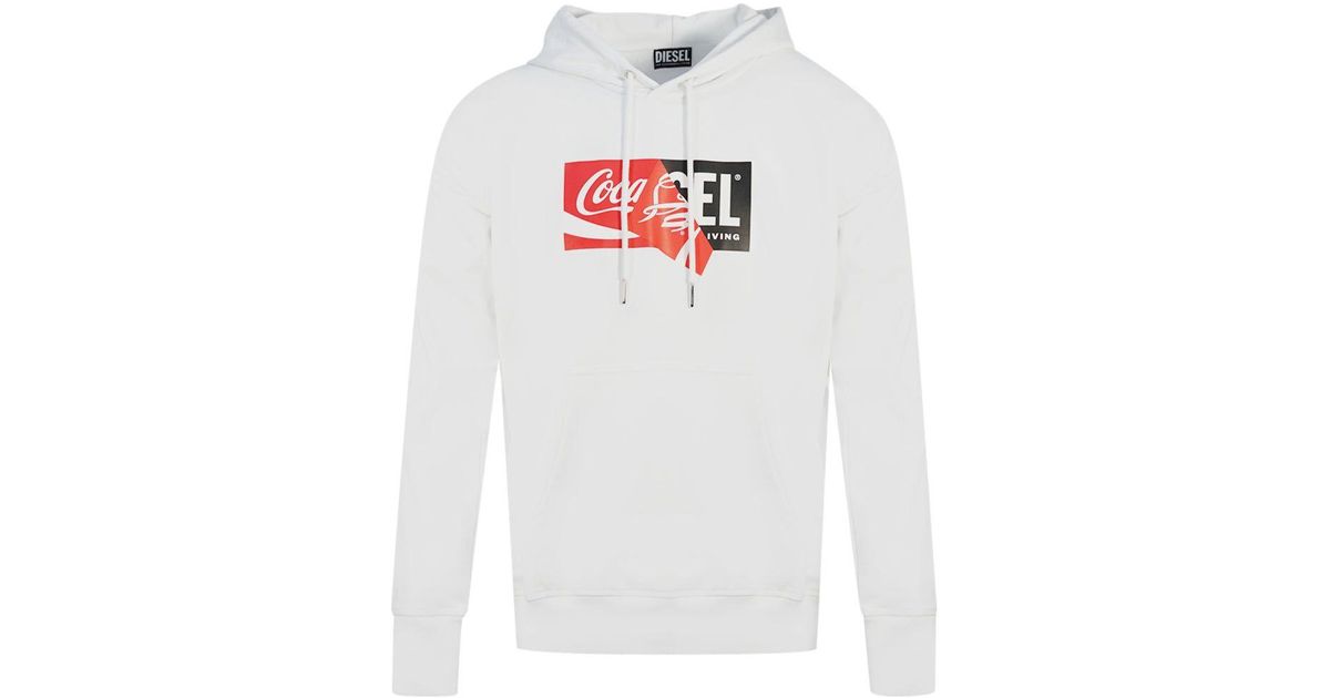 DIESEL Coke Cola Peel Brand Logo White Hoodie for Men Lyst