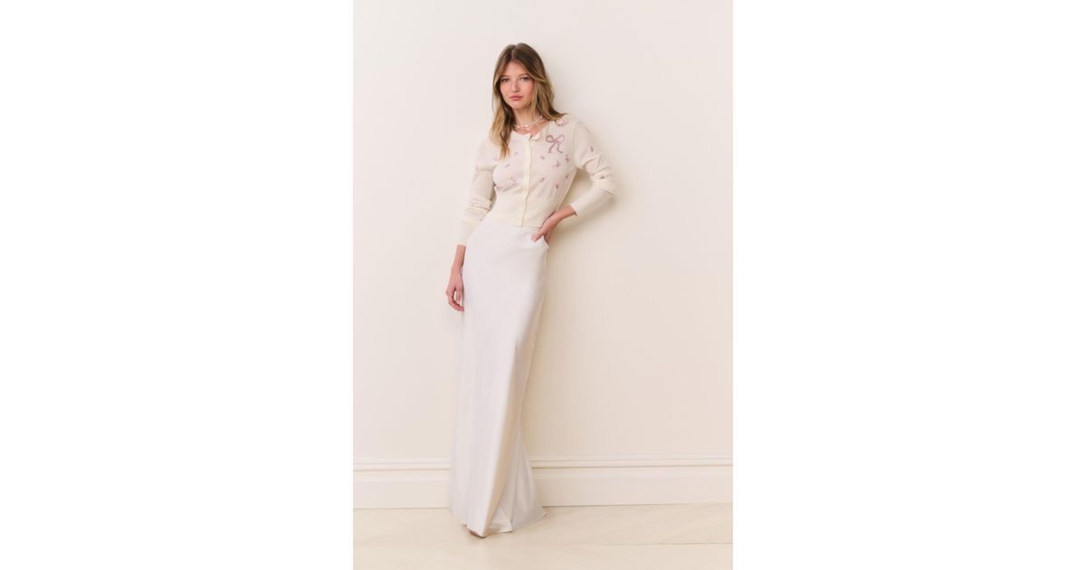 LoveShackFancy Maurine Satin Maxi Skirt For in Natural | Lyst