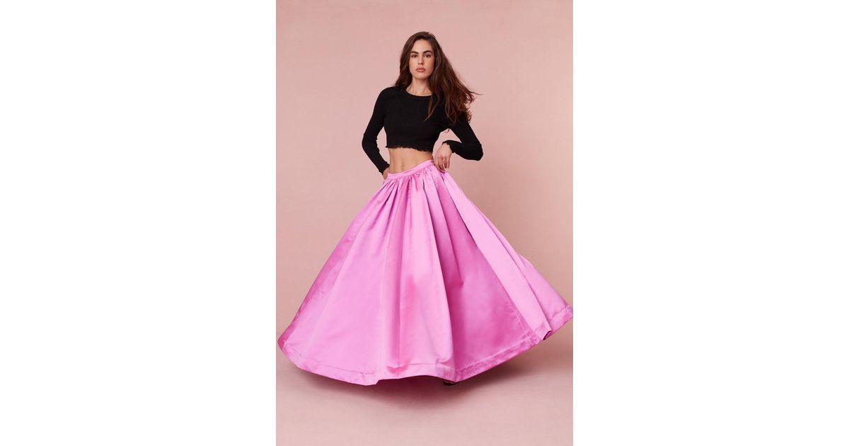 LoveShackFancy Minita Luxe Satin Maxi Skirt in Pink