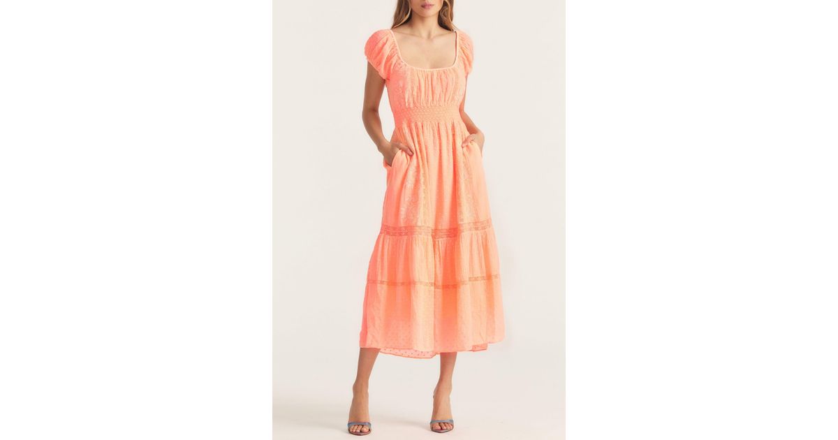 LoveShackFancy Vernon Midi Dress in Orange Lyst
