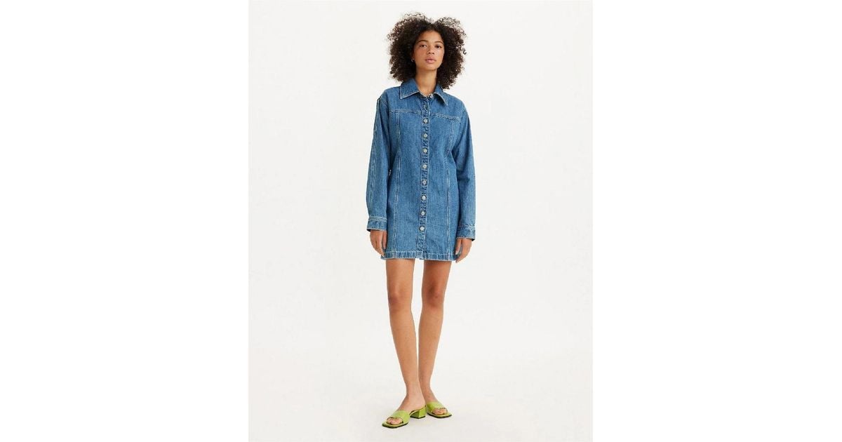 Levi's Levi's Shay Denim Mini Long Sleeve Shirt Dress in Blue