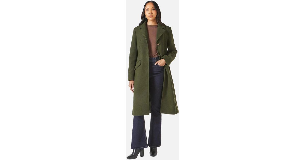 PRINCIPLES Ladies Single-Breasted Tailored Coat in Green Lyst UK