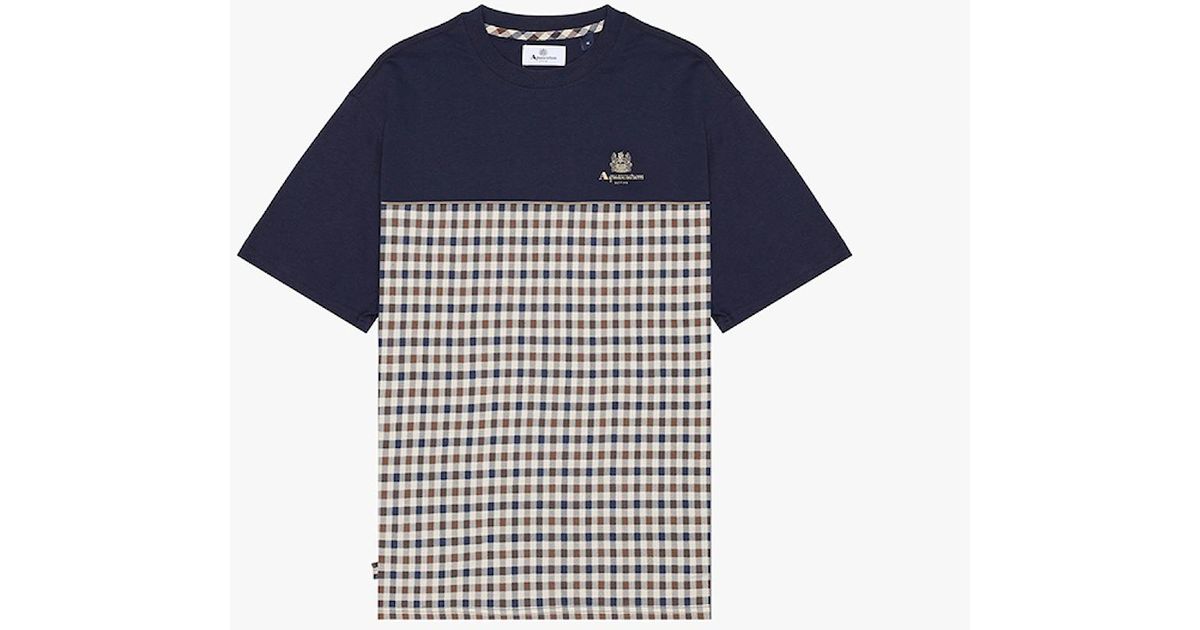 Aquascutum Active Piping Design Burgundy T-Shirt TS005 26 main image 1