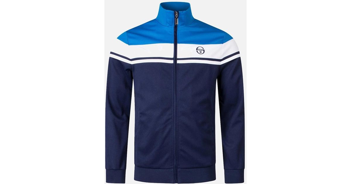 Pantalon De Jogging Sergio Tacchini Damarindo Track - Couleur Pumpkin Spice/bleu, Style Tennis Vintage, Taille à Cordon