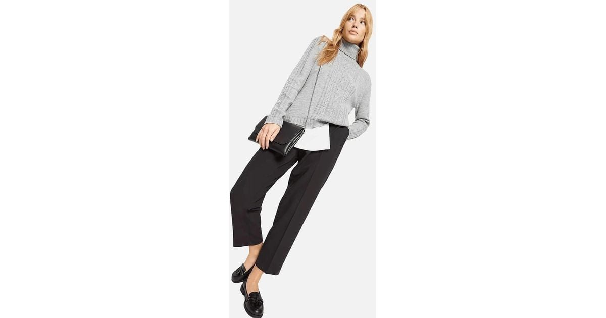 Dorothy Perkins Ladies Petite Slim Ankle Grazer Trousers in Grey