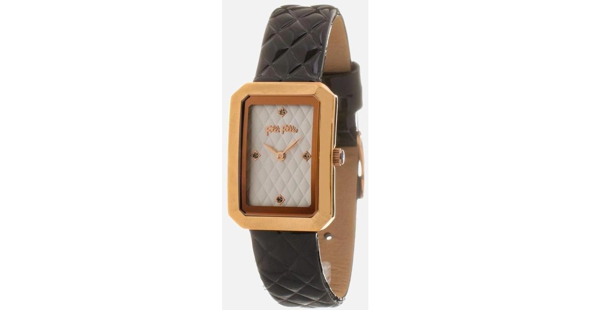Folli Follie Gray Leather Dress Watch