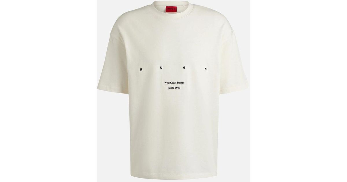 BOSS Hugo Duwrite T-Shirt 102 Natural in White for Men | Lyst UK