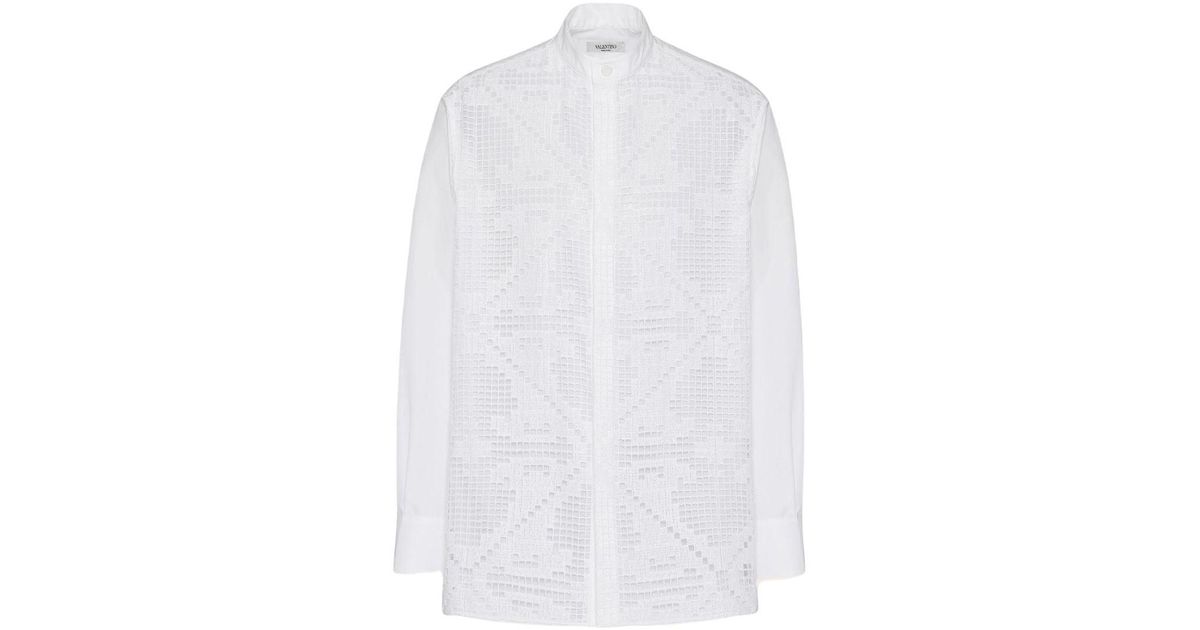 Valentino Camicia M/lunghe Lace in White for Men | Lyst