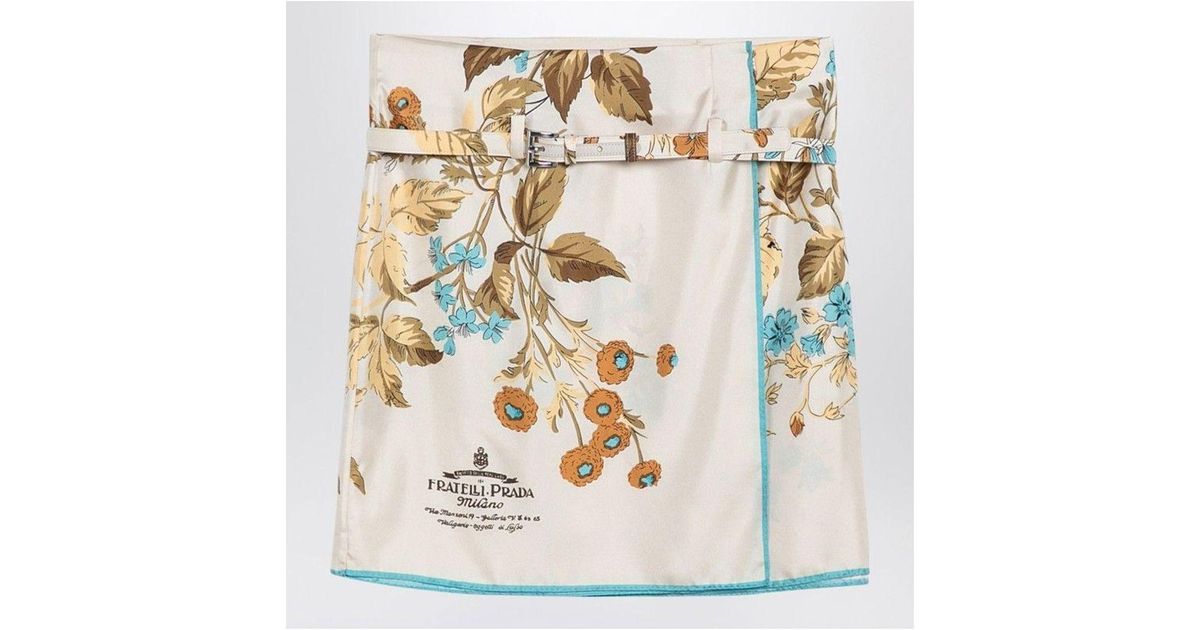 ミニスカート Prada Sand-coloured mini skirt with silk print Prada Sand-coloured mini skirt with silk print | TheDoubleF