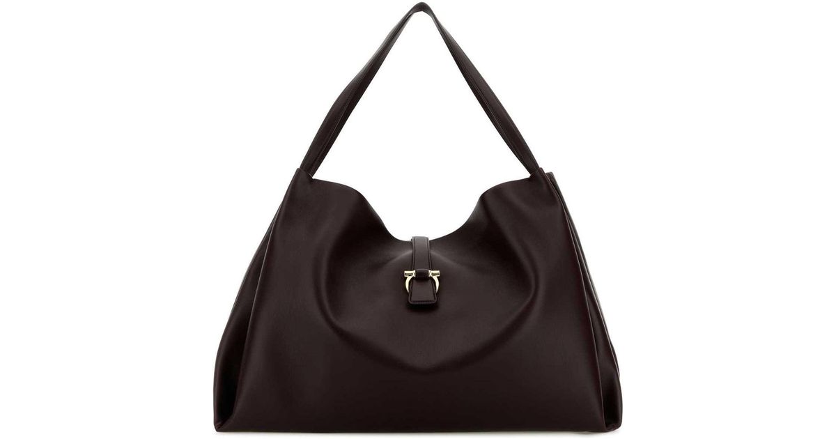 トートバッグ SALVATORE FERRAGAMO GRAPE LEATHER LARGE SHOPPING BAG Salvatore Ferragamo GRAPE LEATHER LARGE SHOPPING BAG - Tote