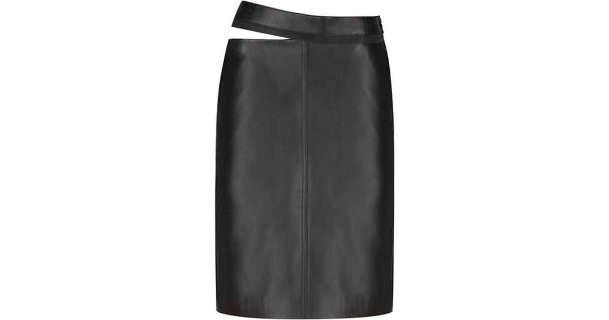 スカート FENDI Black Leather Skirt Fendi Leather Midi Skirt With Cut Out In Black | ModeSens