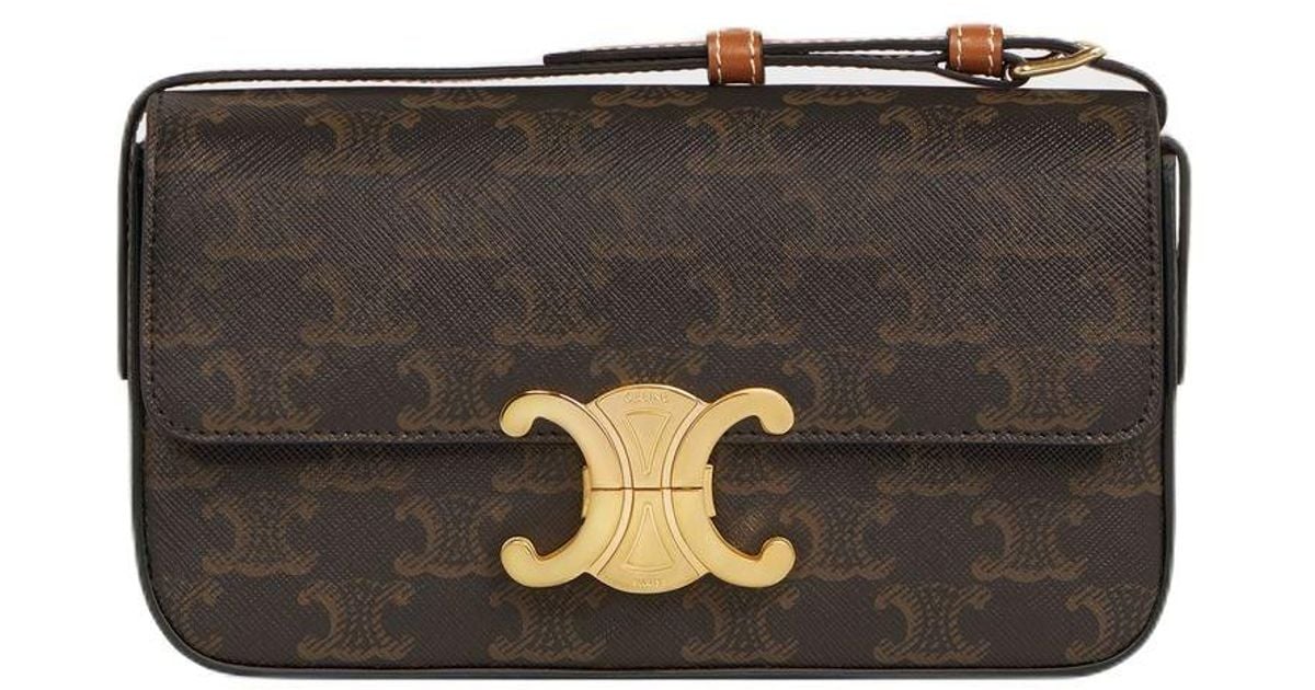 Celine Triomphe Shoulder Bag in Black Lyst