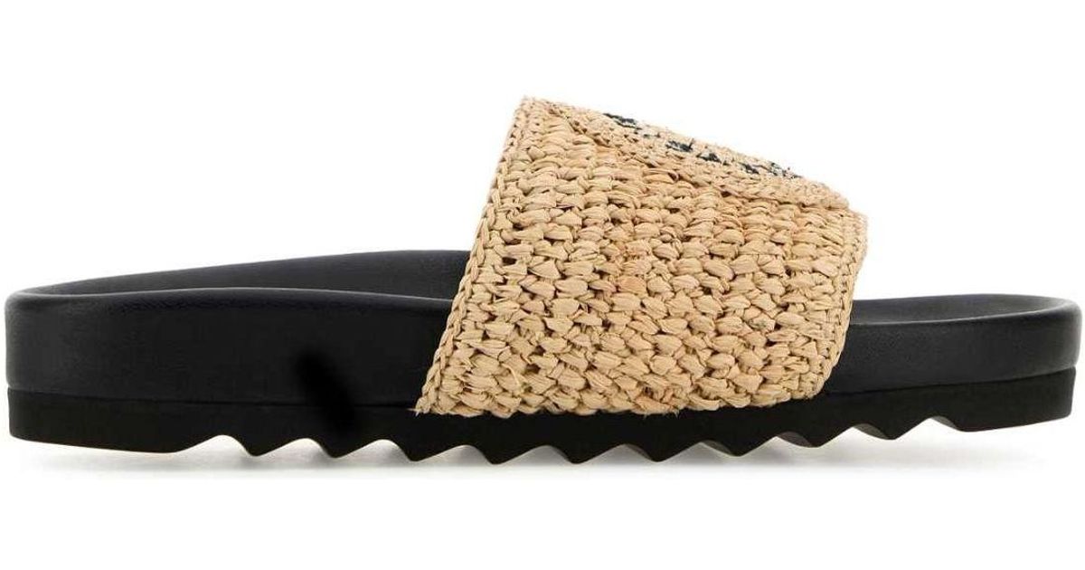 Stella McCartney Raffia Elyse Slippers Sandal | Lyst